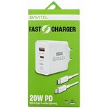 BAVITEL punjač 20W PD Usb A+ Type C +kabl Type C/ Lightning bela Cene