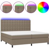  box spring s madracem LED smeđesivi 200x200 cm tkanina | shoptok.hr