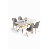 Hanah home Set trpezarijskog stola i stolica (5 delova) Lena White Marble Gold Grey | Eponuda.com