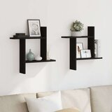 vidaXL Zidne police 2 kom crne 50 x 12 x 50 cm od konstruiranog drva | shoptok.hr