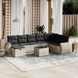 Maison Chic Seti vrtnega pohištva - Vrtna garnitura - Vrtni pohištvo set 9-delna z blazinami sv. siv poli ratan, (21797303) | Shoptok.si
