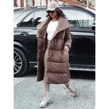 DStreet Płaszcz zimowy damski długi pikowany FAVI brązowy | Shoptok.si