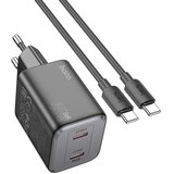 hoco. zidni punjač 2 x Type-C + kabel Type-C do Type-C PD QC 45W GaN N42 crni Cijene