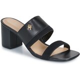 Tommy Hilfiger LEATHER SUEDE BLOCK HEEL MULE Crna Cijene