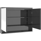 vidaXL Kopalniška omarica z ogledalom 80x15x60 cm MDF sijoče siva | Shoptok.si