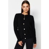 Trendyol Black Soft Textured Accessory Knitwear Cardigan Cene
