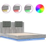  Posteljni okvir z vzglavjem in LED svetlo siva sonoma 135x190cm, (21081967) | Shoptok.si