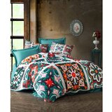  477 greenwhiteredpinkbrown king quilt cover set (fr) | ePonuda.com