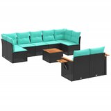  10-dijelni set vrtnih sofa od poliratana s jastucima crni | shoptok.hr
