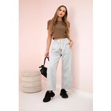 Kesi Włoski Butter trousers tied at the waist Grey melange | Shoptok.si