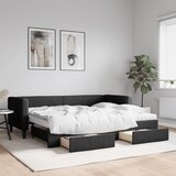 vidaXL Dnevni krevet na razvlačenje s ladicama crni 80x200 cm tkanina Cijene