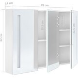  LED kupaonski ormarić s ogledalom 89 x 14 x 62 cm sjajni bijeli | shoptok.hr