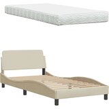  Postelja z vzmetnico krem 100x200 cm blago, (21829540) | Shoptok.si