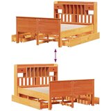 vidaXL Knjižna postelja brez vzmetnice vošč. rjava 140x190 cm borovina | Shoptok.si