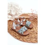 FR1 Children's sandals with velcro fastening and interwoven straps in blue Dianttha Cene