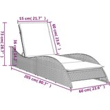  Ležalnik z blazino črn 60x205x73 cm poli ratan | Shoptok.si
