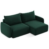 Makamii Temno zelena žametna raztegljiva/s prostorom za shranjevanje kotna sedežna garnitura (desni kot/z ležalnikom) Kalena – | Shoptok.si