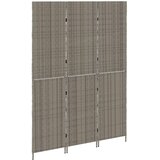 vidaXL Pregradni zid 3 Ploče Sklopivi Sivi 147x180 cm Poli Ratan | shoptok.hr