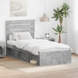  Krevetna konstrukcija Beton 90 x 200 cm Čvrsto borovo drvo | shoptok.hr