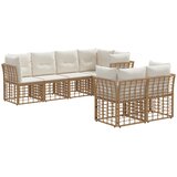  Set vanjskih sofa s jastukom 7 pcs Prirodna Poliester | shoptok.hr