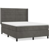  Box spring postelja z vzmetnico temno siva 140x200 cm žamet, (20846604) | Shoptok.si