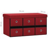  Sklopiva klupa za pohranu boja vina 76x38x38 cm umjetno platno | shoptok.hr