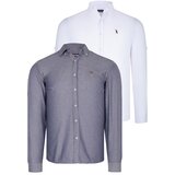 Dewberry DUAL SET G674 MENS SHIRT-WHITE-DENIM BLUE | shoptok.hr
