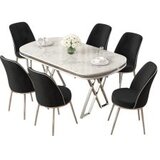 Hanah home set trpezarijski sto i 6 stolica lai white chrome black | ePonuda.com