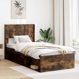  Krevetna konstrukcija s pohranom i uzglavljem Dimljeni hrast Smeđa 90 x 190 cm | shoptok.hr