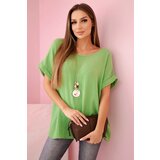 Kesi Włoski Muslin blouse with a necklace olive | shoptok.hr