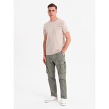 Ombre Men's military style printed cotton t-shirt - beige | Shoptok.si