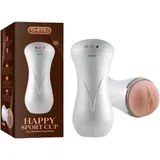 Happy - punjiva umjetna maca koja stenje i vibrira (bijela-prirodna)