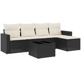  6-dijelni set vrtnih sofa s jastucima crni od poliratana | shoptok.hr