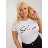 Fashion Hunters White plus-size T-shirt with rhinestone appliqué