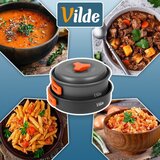 Vilde aluminijski set posuđa za kampiranje s kuhalom 700 ml – 11 dijelova | shoptok.hr