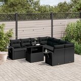 vidaXL 9-dijelni set vrtnih sofa s jastucima crni od poliratana | shoptok.hr