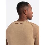 Ombre Men's cotton sweater with patch and raglan sleeves - brown | Eponuda.ba