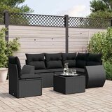  6-dijelni set vrtnih sofa s jastucima crni od poliratana | shoptok.hr
