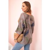 Kesi Włoski Women's cotton blouse with leaves with roll-up sleeves fango | shoptok.hr