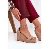 Boto Wedge Sandals For Women With Braiding Khaki Adelio | Shoptok.si