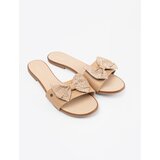 Shelvt Beige flip-flops with a bow in rhinestones | shoptok.hr