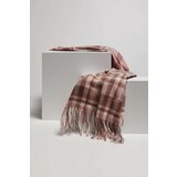 Marisse Powder Pink Checkered Scarf With Fringes | shoptok.hr