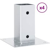vidaXL Post Bases Square 4 kosi Silver 71x71 mm Pocinkano jeklo, (21827464) | Shoptok.si