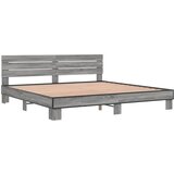 Okvir za krevet boja hrasta 200x200cm konstruirano drvo i metal Siva 200 x 200 cm | Shoptok.si