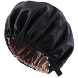 INF Satenasta kapa za spanje za ženske, nastavljiv dvoslojni pokrov za nočno spanje Black, (21682008) | Shoptok.si