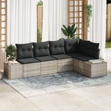 vidaXL Vrtni kauč set Set od 5 Svjetlosiva Ratan Sekcionalni kauč za vrt | shoptok.hr