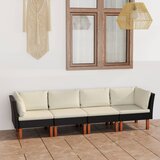 The Living Store Vrtni kavč štirised z blazinami črn poli ratan - Vrtni Kavč, (21467047) Cene