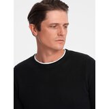 Ombre Men's cotton sweater with round neckline - black | Eponuda.ba