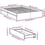  Okvir za krevet s ladicama boja hrasta 120x190 cm drveni | shoptok.hr