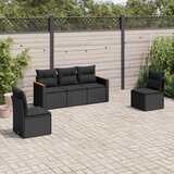 Maison Chic Seti vrtnega pohištva - Vrtna garnitura - Vrtni pohištvo set 5-delna z blazinami črn poli ratan, (21820505) | Shoptok.si